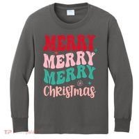 Merry Christmas Cute Holiday Groovy Kids Long Sleeve Shirt thumb 0