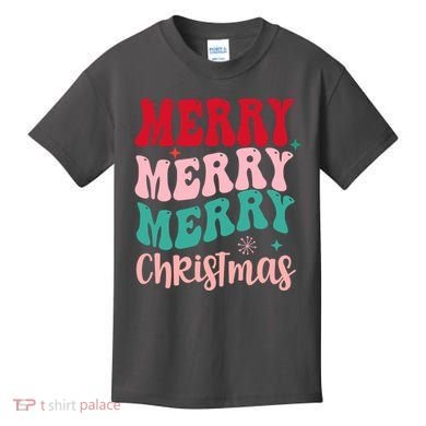 Merry Christmas Cute Holiday Groovy Kids T-Shirt