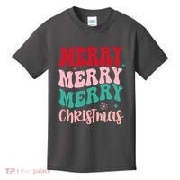Merry Christmas Cute Holiday Groovy Kids T-Shirt thumb 0