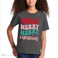 Merry Christmas Cute Holiday Groovy Kids T-Shirt thumb 2