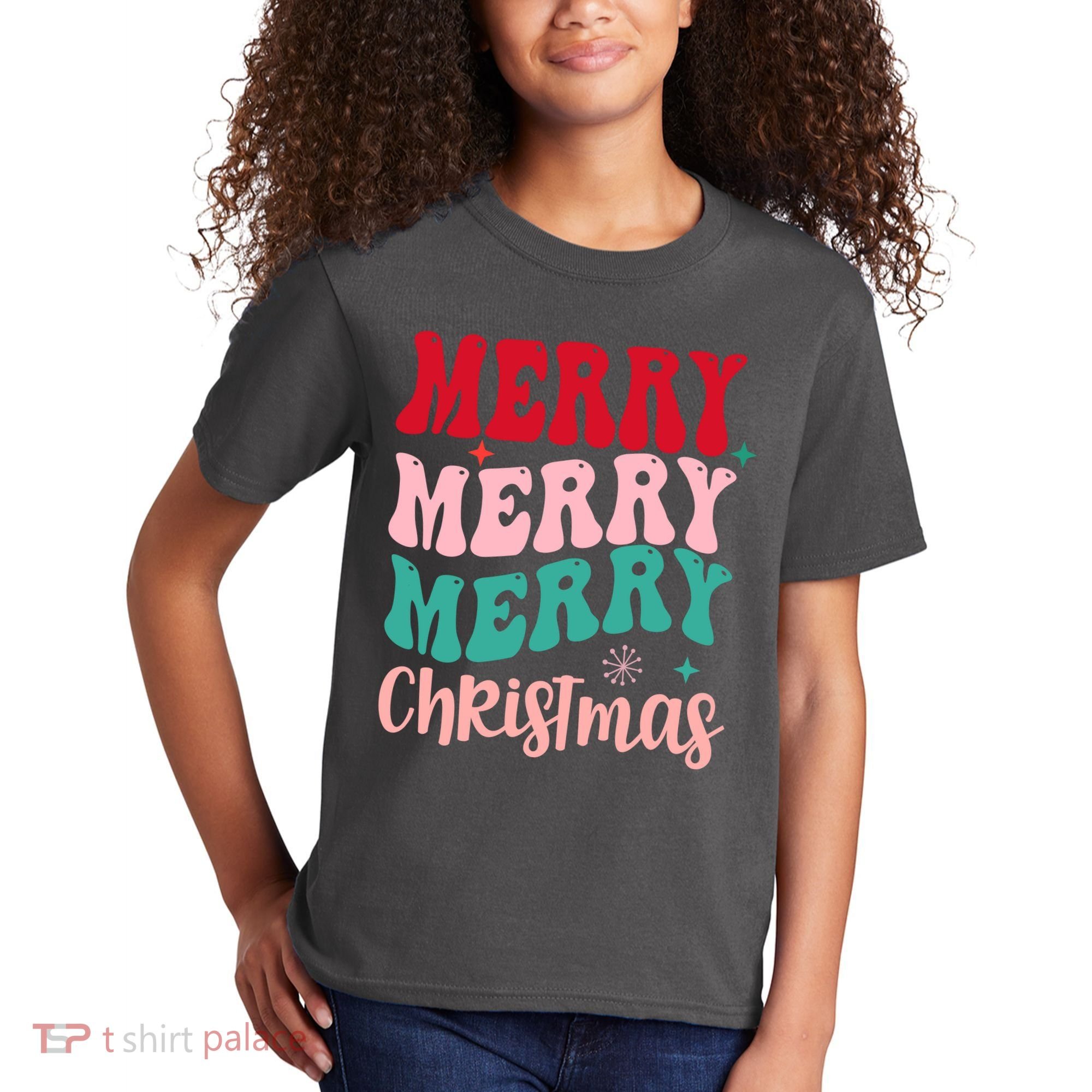 Merry Christmas Cute Holiday Groovy Kids T-Shirt