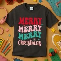 Merry Christmas Cute Holiday Groovy Kids T-Shirt thumb 3