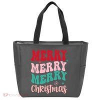 Merry Christmas Cute Holiday Groovy Tote Bag thumb 0