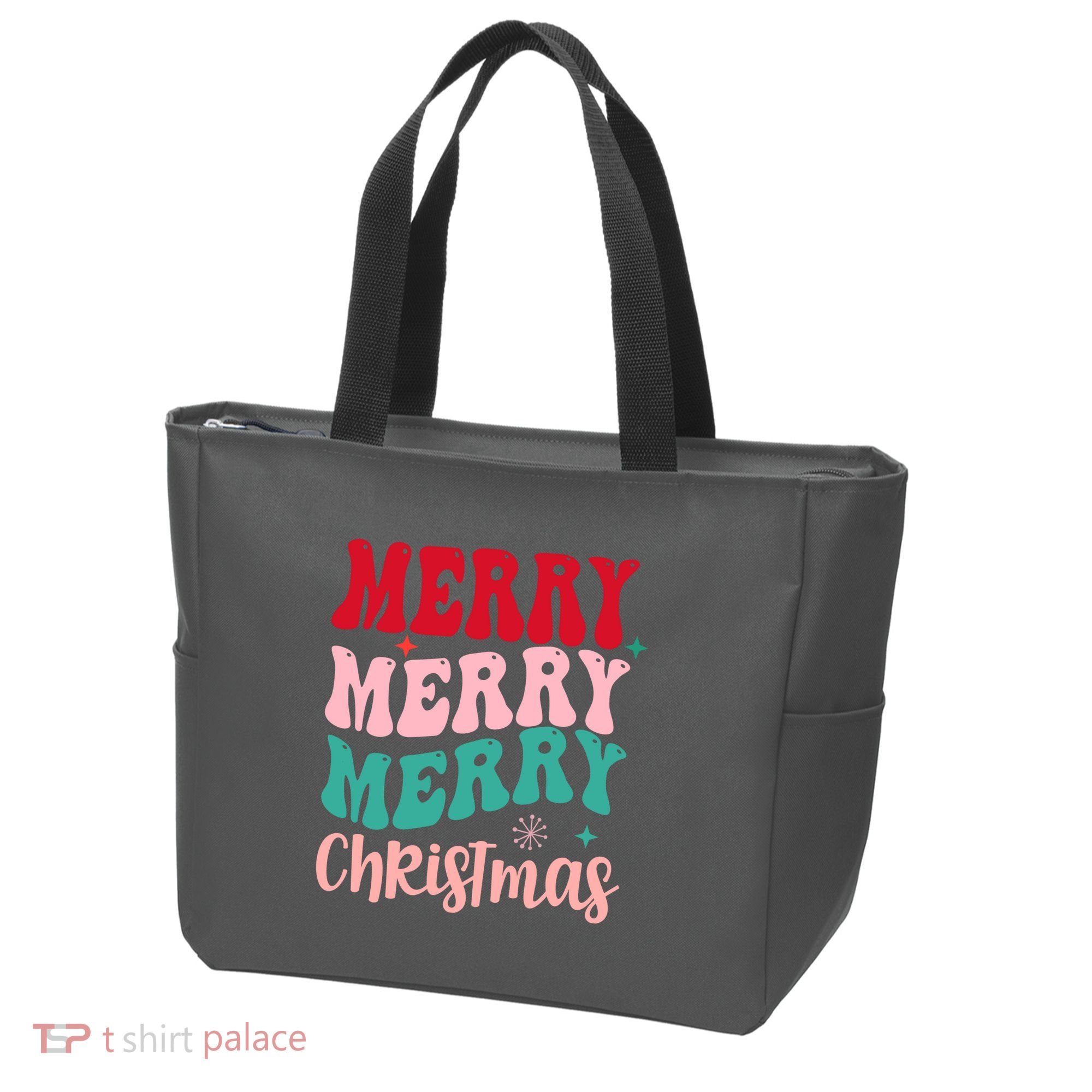 Merry Christmas Cute Holiday Groovy Tote Bag