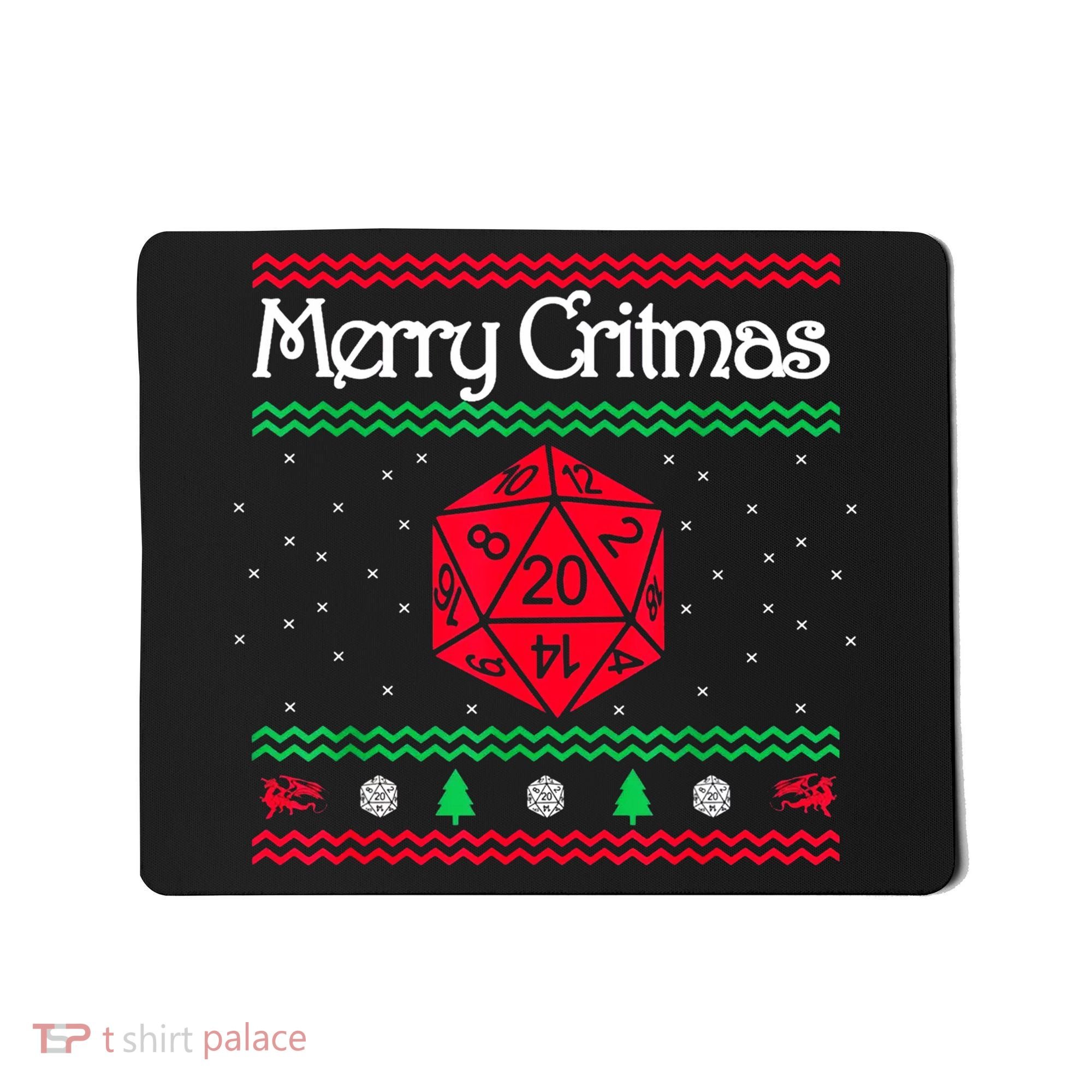 Merry Critmas Christmas D20 Rpg Board Game Role Play Mousepad