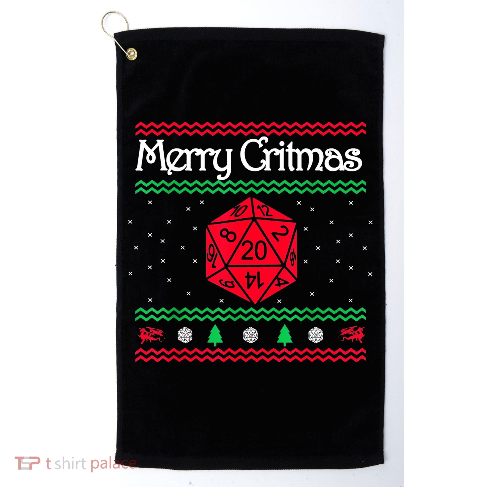 Merry Critmas Christmas D20 Rpg Board Game Role Play Golf Towel
