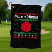 Merry Critmas Christmas D20 Rpg Board Game Role Play Golf Towel thumb 1