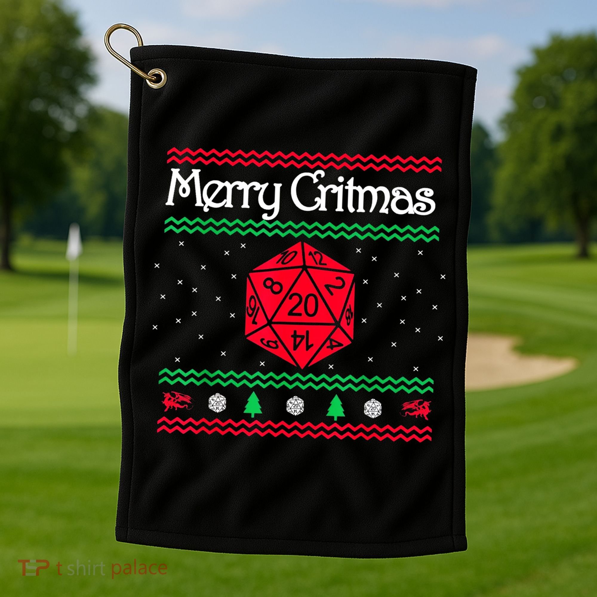 Merry Critmas Christmas D20 Rpg Board Game Role Play Golf Towel