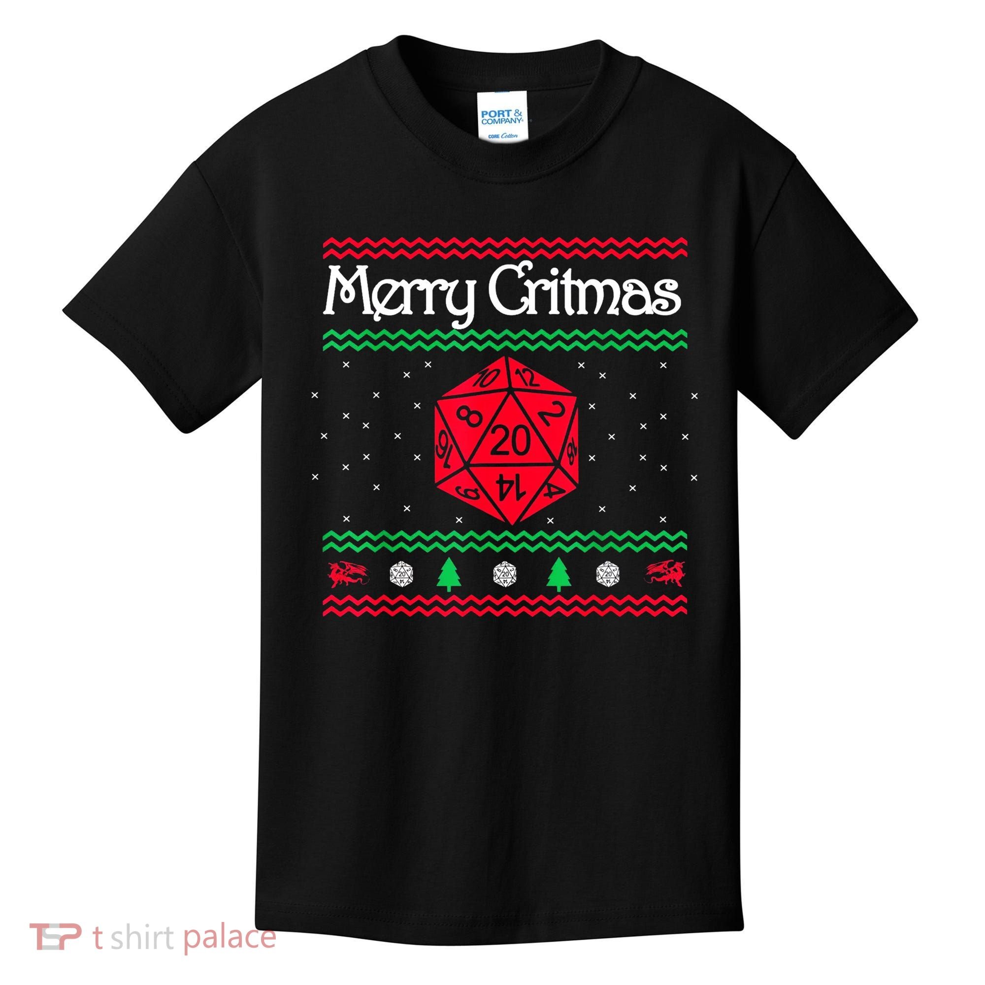 Merry Critmas Christmas D20 Rpg Board Game Role Play Kids T-Shirt