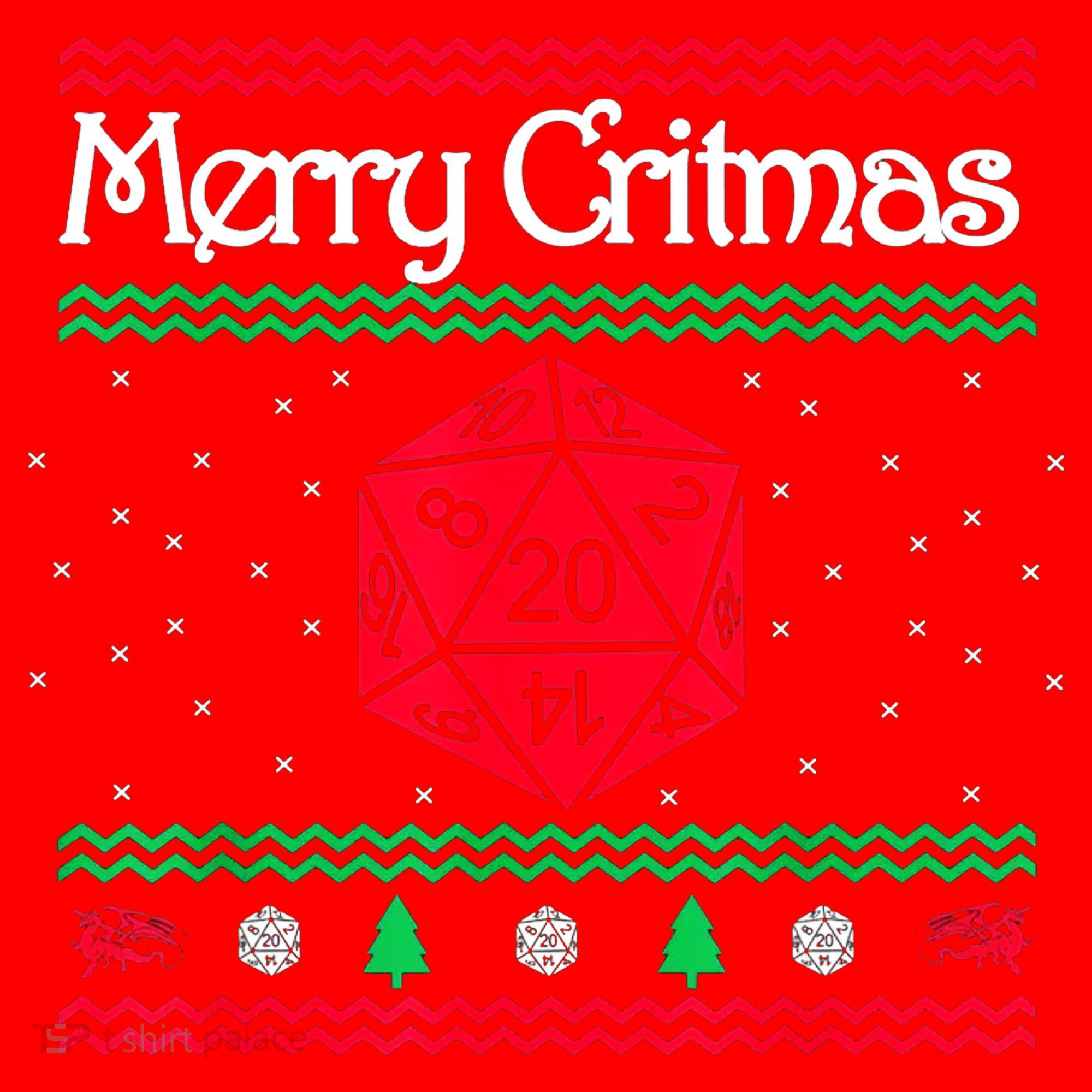 Merry Critmas Christmas D20 Rpg Board Game Role Play Santa Hat