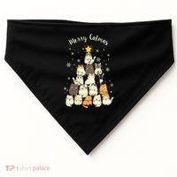 Merry Catmas Cute Cat Lover Christmas USA-Made Doggie Bandana thumb 0