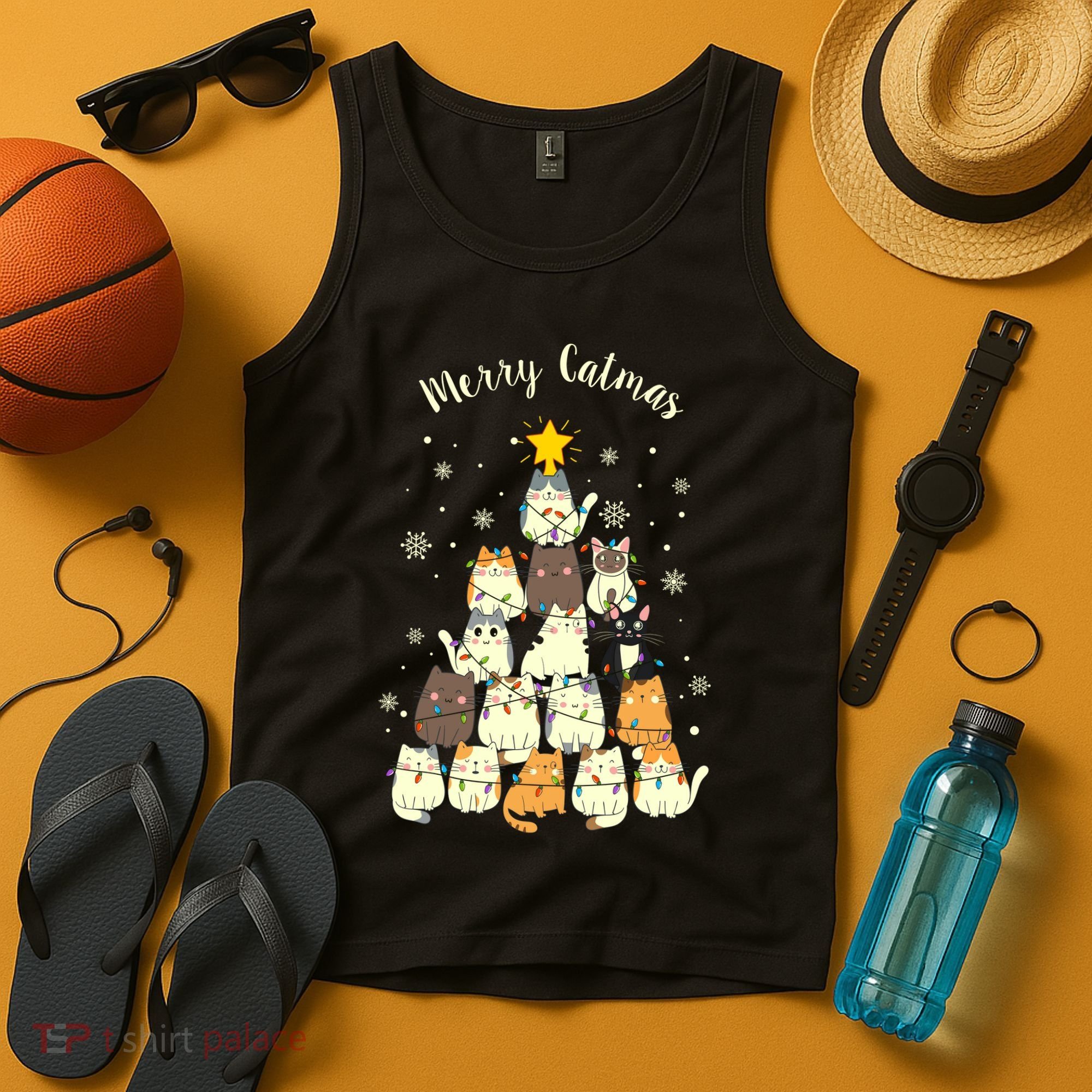 Merry Catmas Cute Cat Lover Christmas Tank Top
