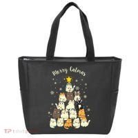 Merry Catmas Cute Cat Lover Christmas Tote Bag thumb 0