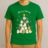 Merry Catmas Cute Cat Lover Christmas T-Shirt thumb 3