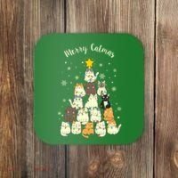 Merry Catmas Cute Cat Lover Christmas Coaster thumb 0