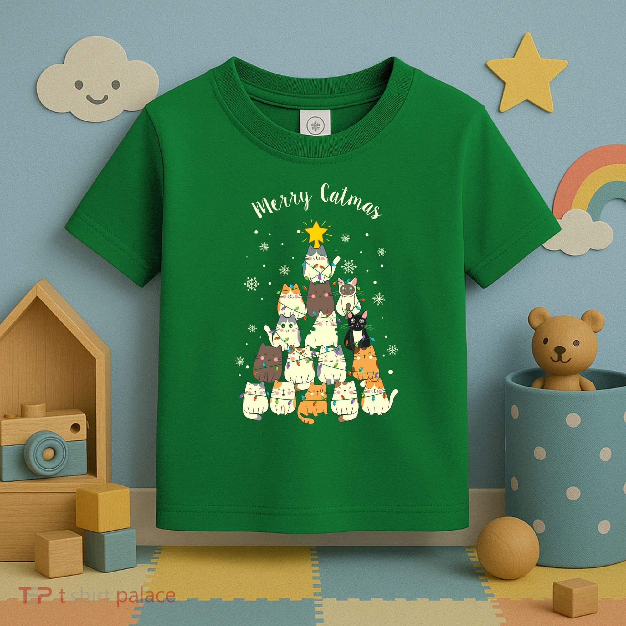 Merry Catmas Cute Cat Lover Christmas Toddler T-Shirt