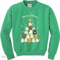 Merry Catmas Cute Cat Lover Christmas Kids Sweatshirt thumb 0
