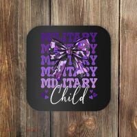 Military Child Coquette Bow Purple Up Camo Coaster thumb 0