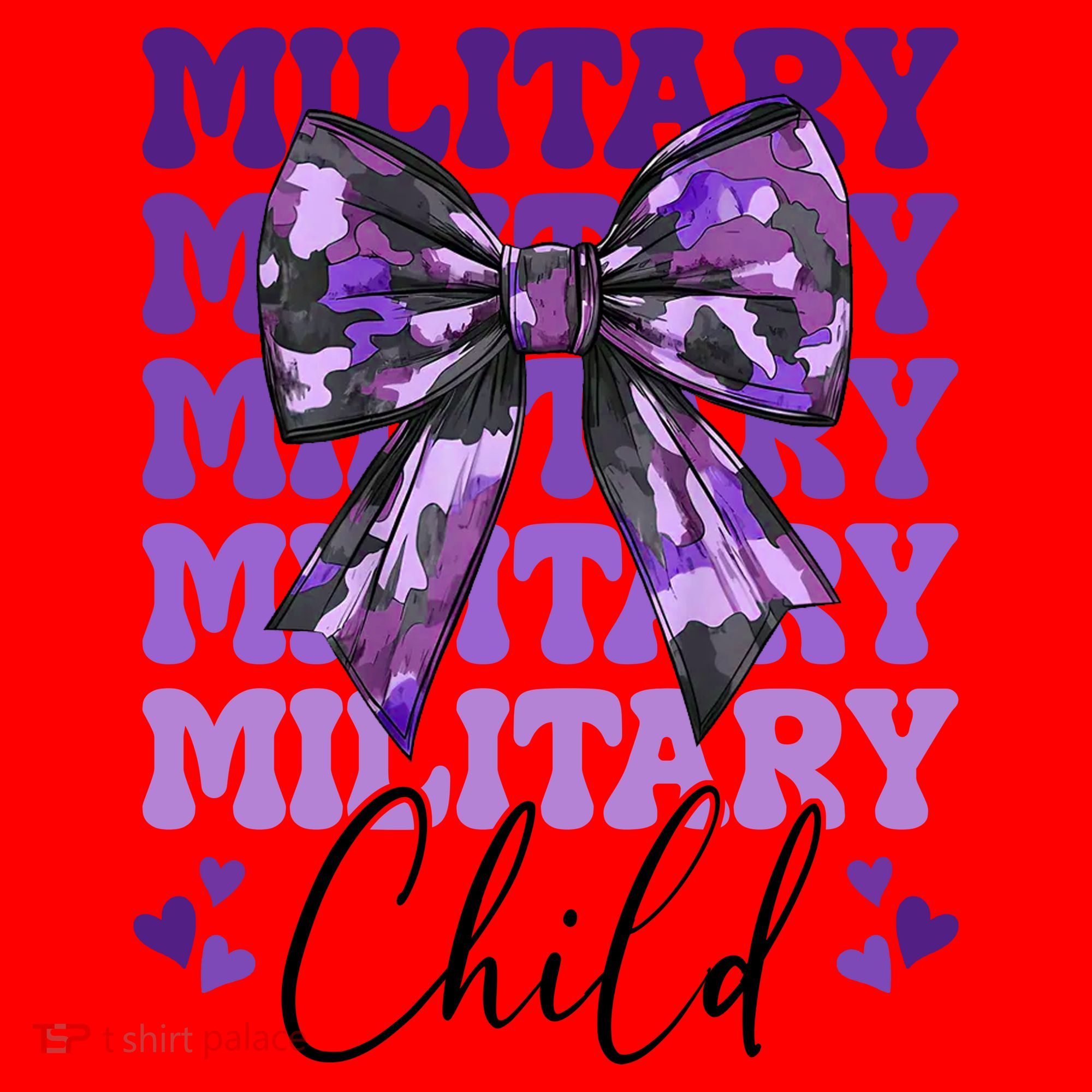 Military Child Coquette Bow Purple Up Camo Santa Hat
