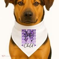 Military Child Coquette Bow Purple Up Camo USA-Made Doggie Bandana thumb 1