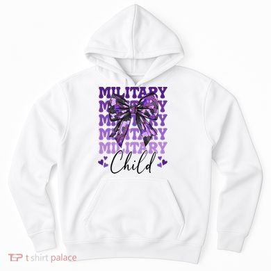 Military Child Coquette Bow Purple Up Camo Hoodie