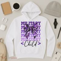 Military Child Coquette Bow Purple Up Camo Hoodie thumb 3