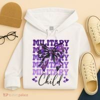 Military Child Coquette Bow Purple Up Camo Hoodie thumb 4