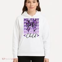 Military Child Coquette Bow Purple Up Camo Hoodie thumb 5