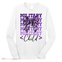 Military Child Coquette Bow Purple Up Camo Long Sleeve Shirt thumb 0
