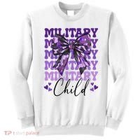 Military Child Coquette Bow Purple Up Camo Sweatshirt thumb 0