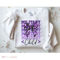 Military Child Coquette Bow Purple Up Camo Sweatshirt thumb 2