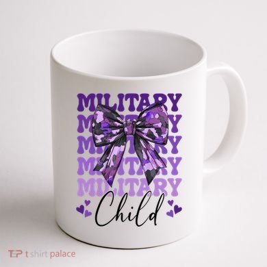 Military Child Coquette Bow Purple Up Camo Coffee Mug back
