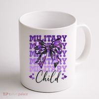 Military Child Coquette Bow Purple Up Camo Coffee Mug thumb 1