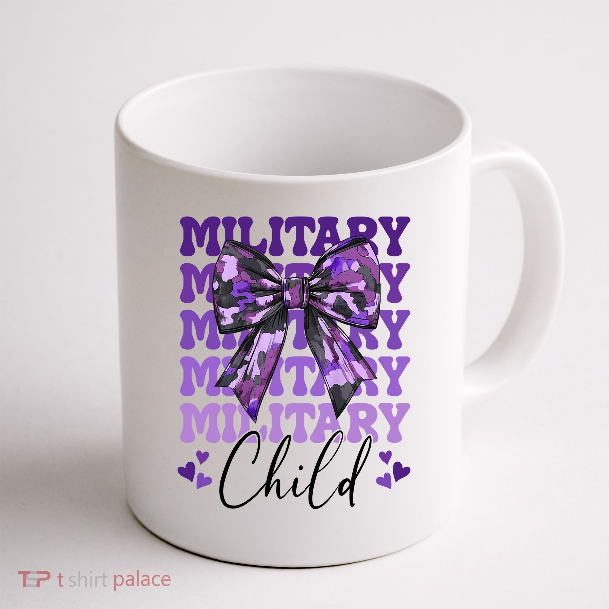 Military Child Coquette Bow Purple Up Camo Coffee Mug