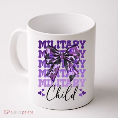Military Child Coquette Bow Purple Up Camo Coffee Mug
