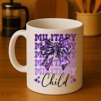 Military Child Coquette Bow Purple Up Camo Coffee Mug thumb 4