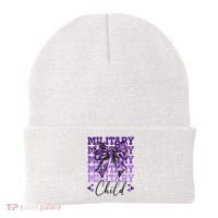 Military Child Coquette Bow Purple Up Camo Beanie thumb 0