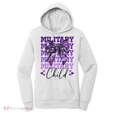 Military Child Coquette Bow Purple Up Camo Women's Hoodie