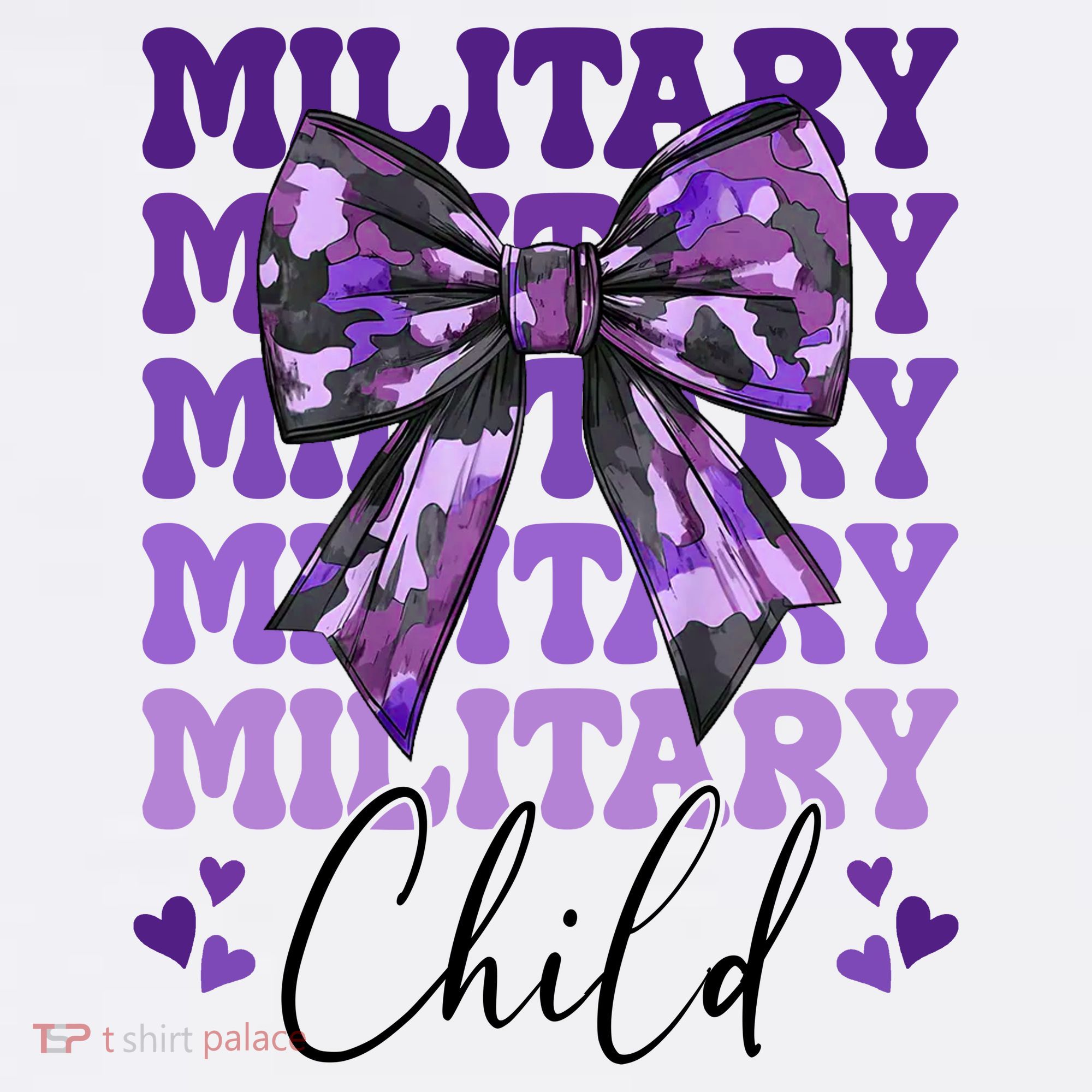 Military Child Coquette Bow Purple Up Camo Women's Hoodie