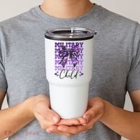 Military Child Coquette Bow Purple Up Camo Tumbler thumb 2