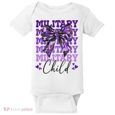 Military Child Coquette Bow Purple Up Camo Baby Bodysuit