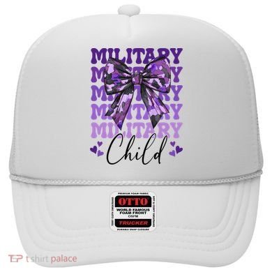 Military Child Coquette Bow Purple Up Camo Hat