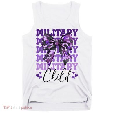 Military Child Coquette Bow Purple Up Camo Tank Top