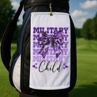 Military Child Coquette Bow Purple Up Camo Golf Towel thumb 2