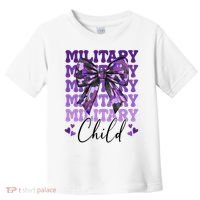 Military Child Coquette Bow Purple Up Camo Toddler T-Shirt thumb 0