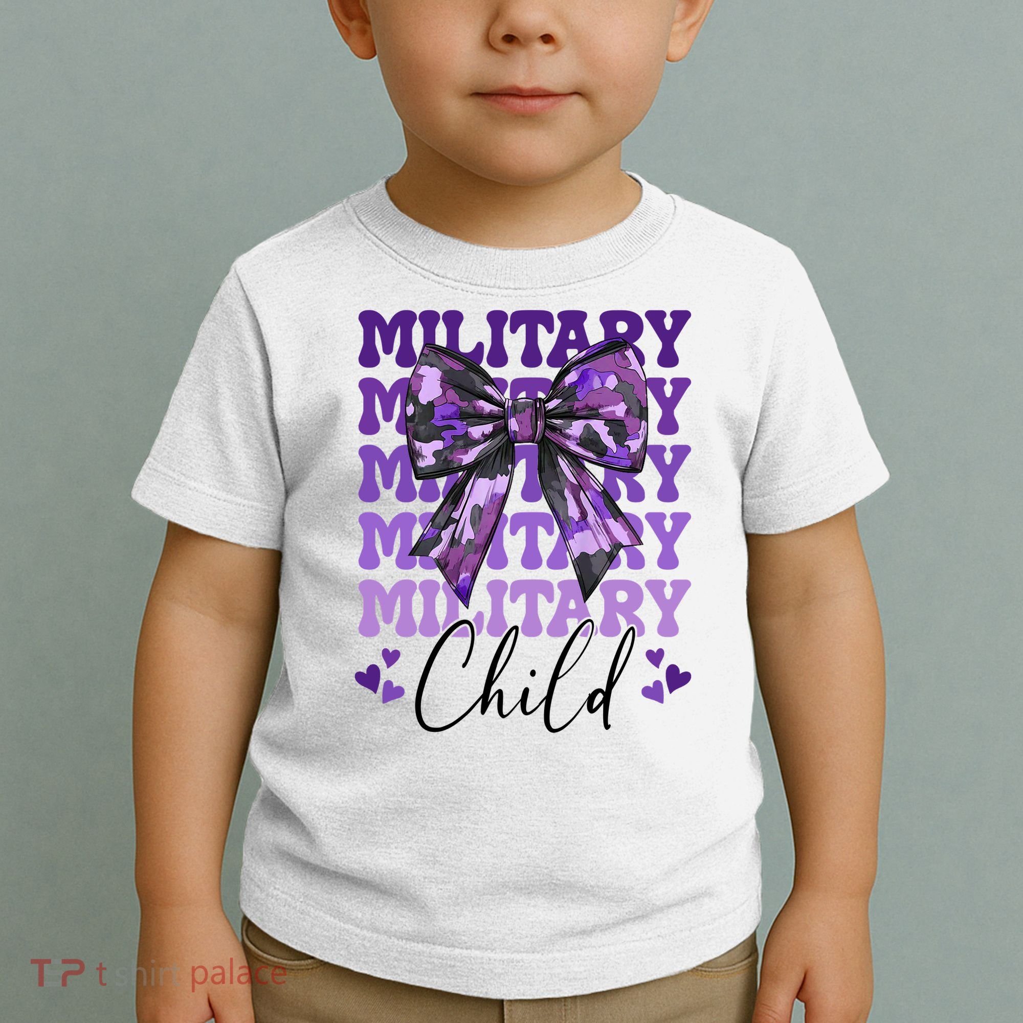 Military Child Coquette Bow Purple Up Camo Toddler T-Shirt