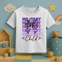 Military Child Coquette Bow Purple Up Camo Toddler T-Shirt thumb 3