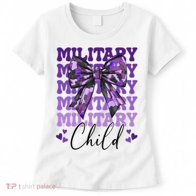 Military Child Coquette Bow Purple Up Camo Women's T-Shirt
