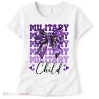 Military Child Coquette Bow Purple Up Camo Women's T-Shirt thumb 0