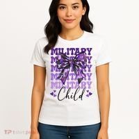 Military Child Coquette Bow Purple Up Camo Women's T-Shirt thumb 4
